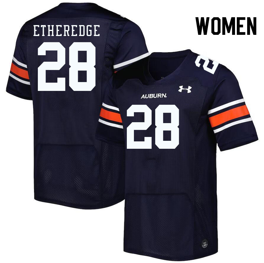 Women #28 Camden Etheredge Auburn Tigers College Football Jerseys Stitched-Navy